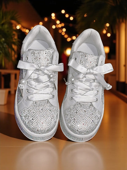 Sparkly Lace-Up - Sneakers Rhinestone Women's Glamorous