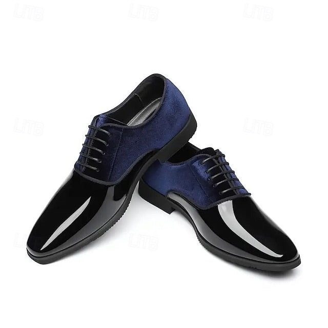 Velvet Shoes White Men's and Glossy Blue Finish with