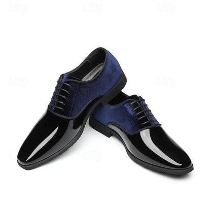 Velvet Shoes White Men's and Glossy Blue Finish with