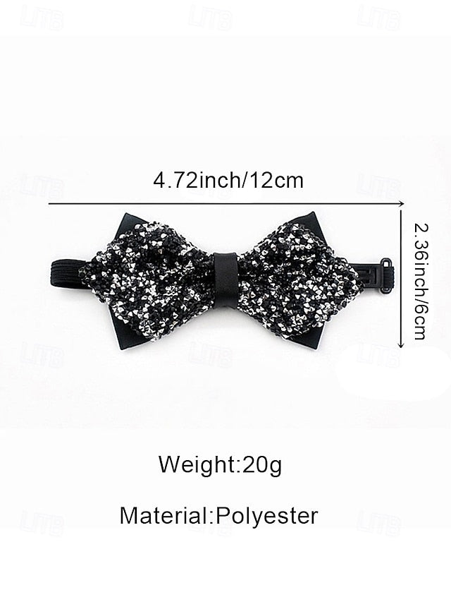 Polyester Sparkling Sequins Bow Christmas – Men's Tie