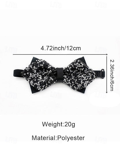 Polyester Sparkling Sequins Bow Christmas – Men's Tie