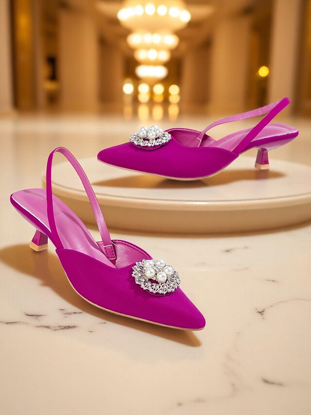 Slingback Satin Pearl Women's with and Pumps Blue