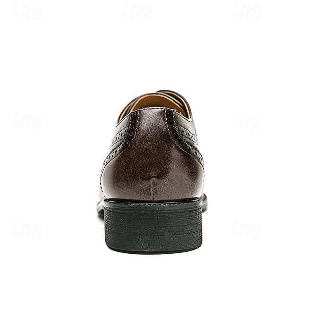 Brown Wingtip and – Black Men's Oxford Shoes Leather Faux