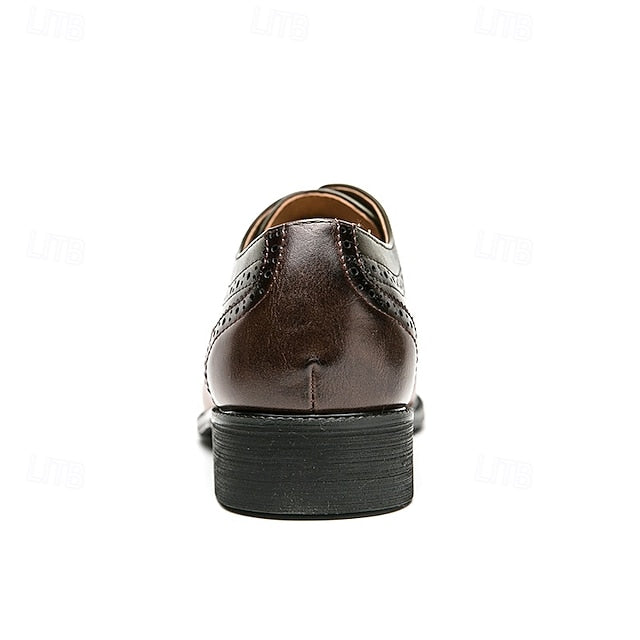 Brown Faux Oxford Black Leather Wingtip and – Men's Shoes
