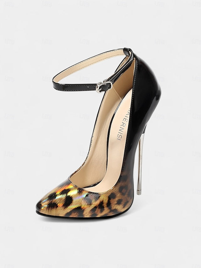 Sexy Women's Stiletto Print Pumps Leopard Patent – Red