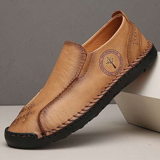 Wholesale SampleMen's Beige Genuine Faux Leather Moccasins – Handmade