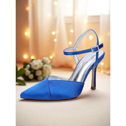 - Heels Green Satin Strap Women's Stiletto with Ankle