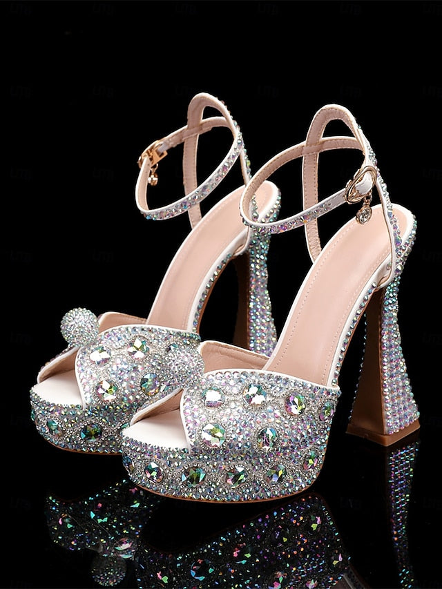 with Sandals Platform Crystal-Embellished Women's Glamorous