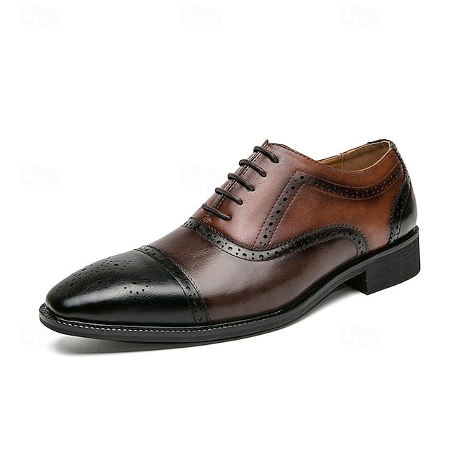 Brown Wingtip and – Black Men's Oxford Shoes Leather Faux