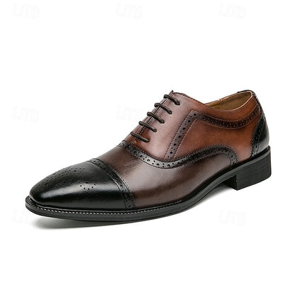 Brown Wingtip and – Black Men's Oxford Shoes Leather Faux