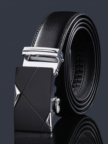 Metal Adjustable Men's Black Elegant with Leather Belt