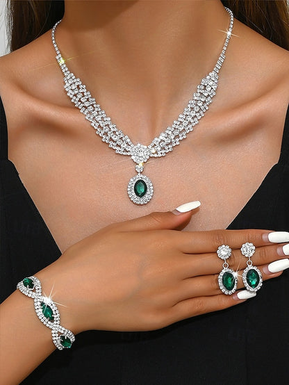 Set Women for Green – Elegant Crystal Luxury Jewelry Necklace