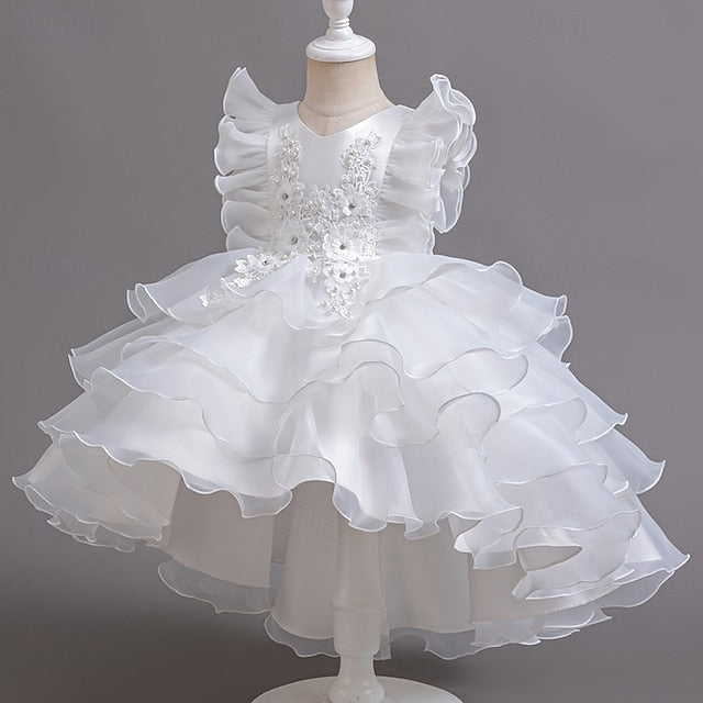 Girls' Dress Asymmetrical Floral Kids Party