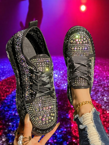 Sparkling with Rhinestone Women's Sneakers Silver Accents