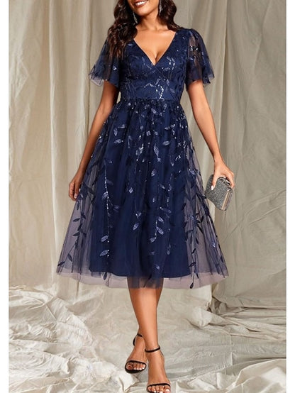 A-Line Wedding V Guest Neck Elegant of Bride Dress Mother the