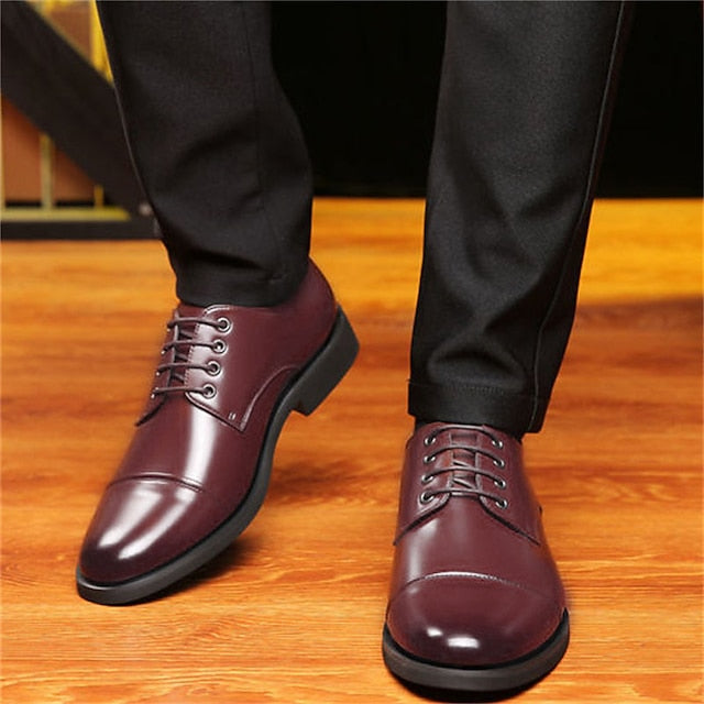 Leather Patent Shoes Men's Lace-Up with Black Oxford
