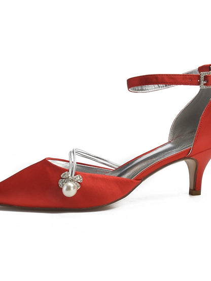 and Heels with Pearl Blue Satin Kitten Women's Dark