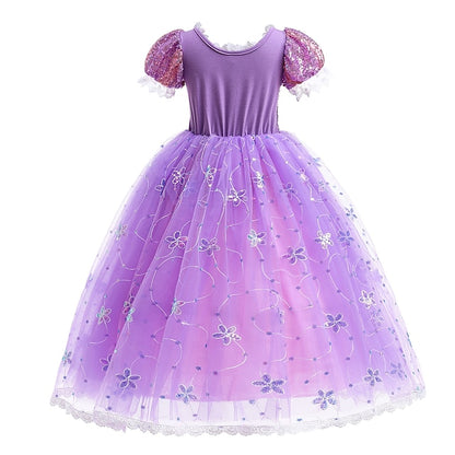 Flower Cosplay Princess Rapunzel Dress Girl Cloak
