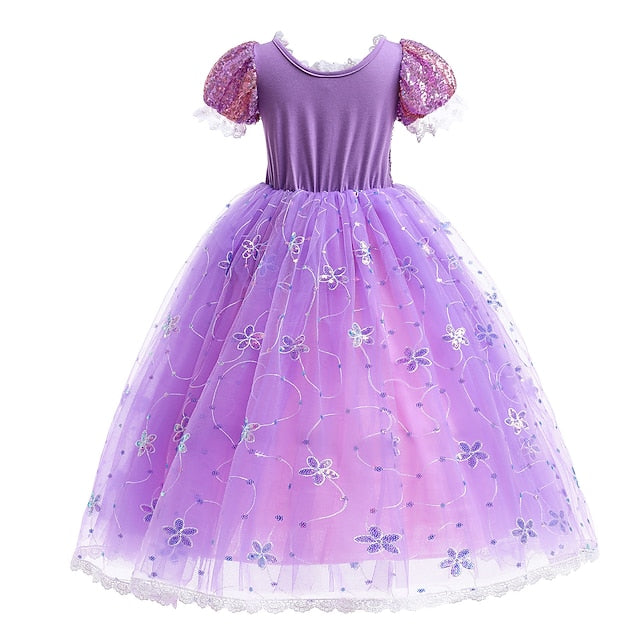 Girl Dress Flower Cosplay Rapunzel Princess Cloak