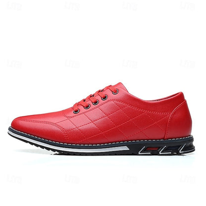 Men's Quilted Blue Faux Leather Sneakers - Stylish Lace-Up