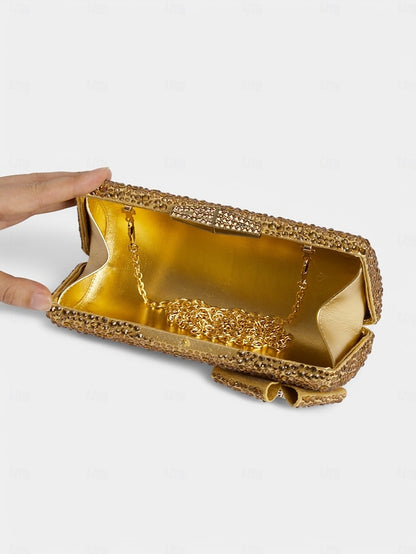 High Clutch Rhinestone Heel Sandals Matching with Bow Sparkling