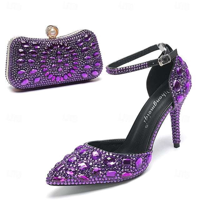 Rhinestone Women's with Heel High Shoes Wedding Multicolor