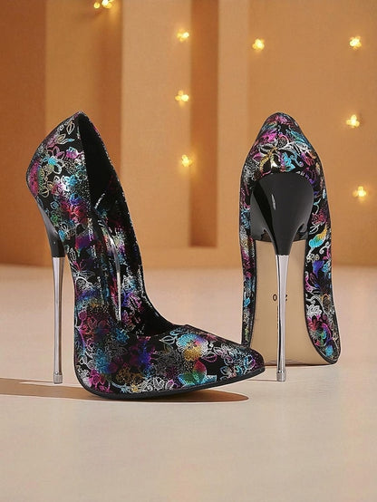 Jacquard Red High Women's Heels Stiletto