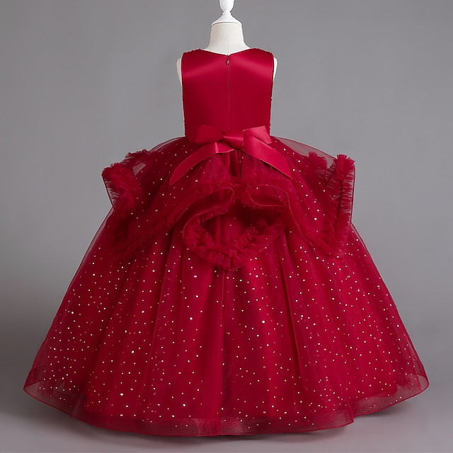 Girls' Color Sequin Sleeveless Dress Kids Solid Party