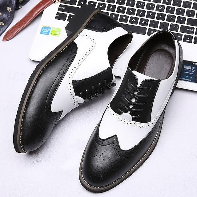 Brogue White Shoes Oxford Two-Tone Wingtip Men's in