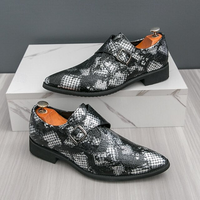 Snake Brown Strap Print Formal Classic Shoes Men – Monk for