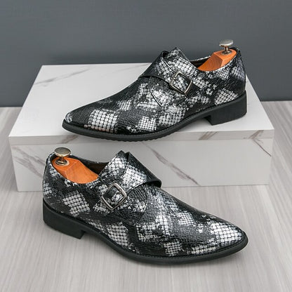 Snake Brown Strap Print Formal Classic Shoes Men – Monk for