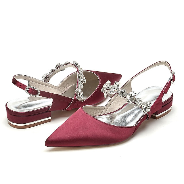 Women's Crystal Bridal Shoes Wedding Flat Heel