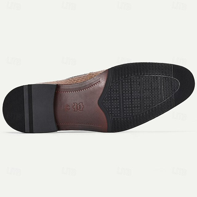 Print Men’s Leather Shoes Elegant Crocodile – Oxford Genuine