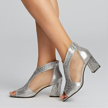 Sandals Women's with Peep Glitter Gold Elegant Toe Heeled