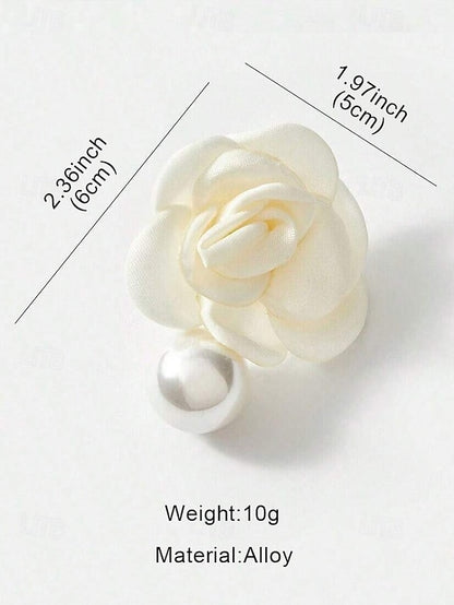 Women's Elegant Faux Drop Stud Pearl Flower Earrings with