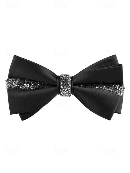 Burgundy Embellishment Crystal Elegant Tie – Satin Bow with