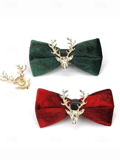 Bow with Velvet Pin Men's Deer Tie Gold Head