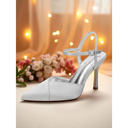 - Heels Green Satin Strap Women's Stiletto with Ankle