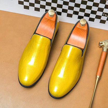 Men's Loafers Fashionable Gold – Metallic Slip-On Shiny