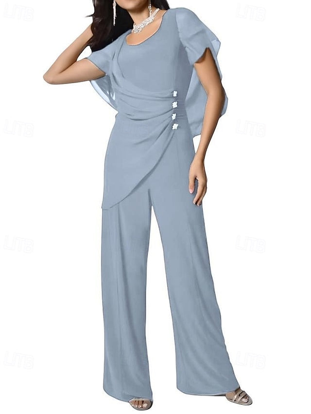 Mother Pantsuit the Dress Jumpsuit Elegant Bride / Cape of