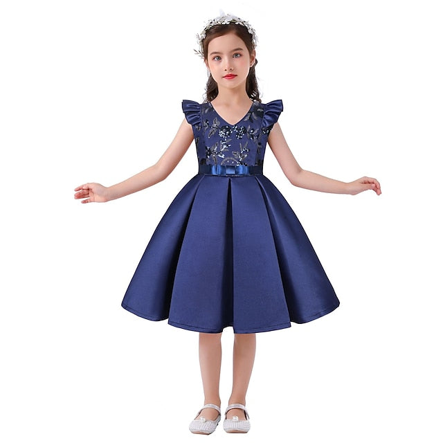 Kids Dress Sleeveless Formal Color Girls' Party Solid