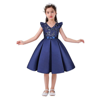 Kids Dress Sleeveless Formal Color Girls' Party Solid