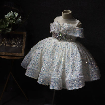 Dress Color Party Sleeve Kids Short Girls' Solid