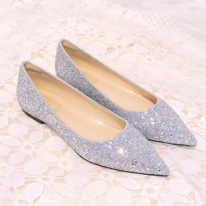 Shoes Women's Pink Pointed Comfortable Flat Toe – Glitter