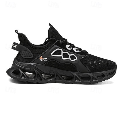 Men's Yellow Performance Sneakers with Flame Design,