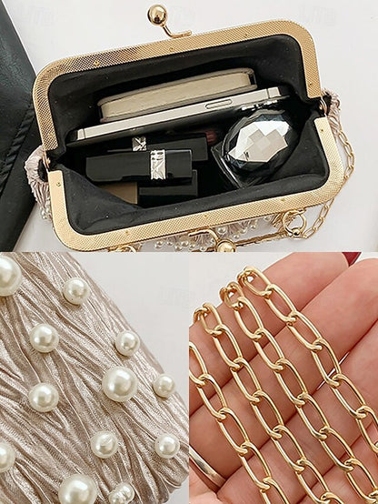 – Clutch Women's Evening Beaded Pearl Vintage Elegant Bag
