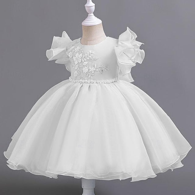 Party Sleeveless Dress Girls' Wedding Kids Floral Sequin