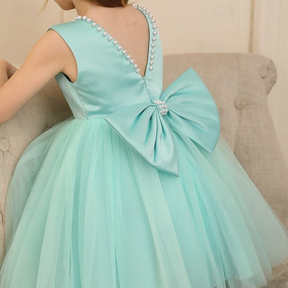 Color Solid Kids Wedding Girls' Party Sleeveless Dress