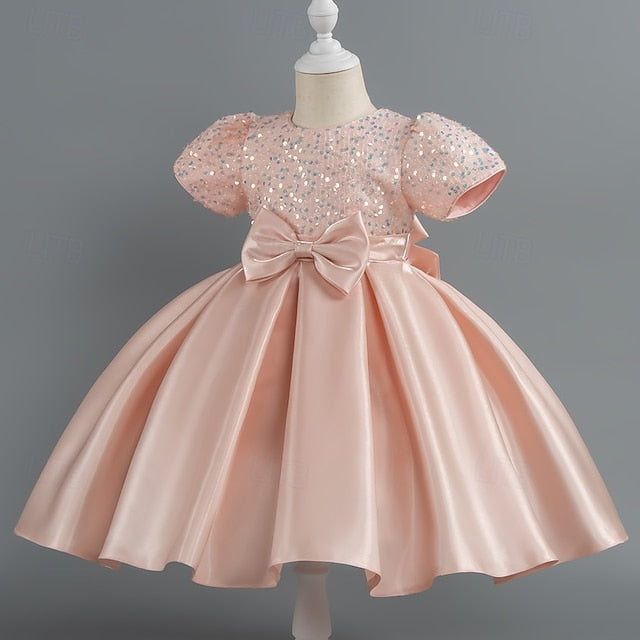 Wedding Short Sleeve Sequin Girls' Dress Toddler Party