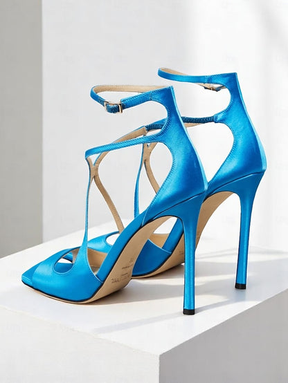 Stiletto Elegant - Heels Women's Satin Lavender Crisscross